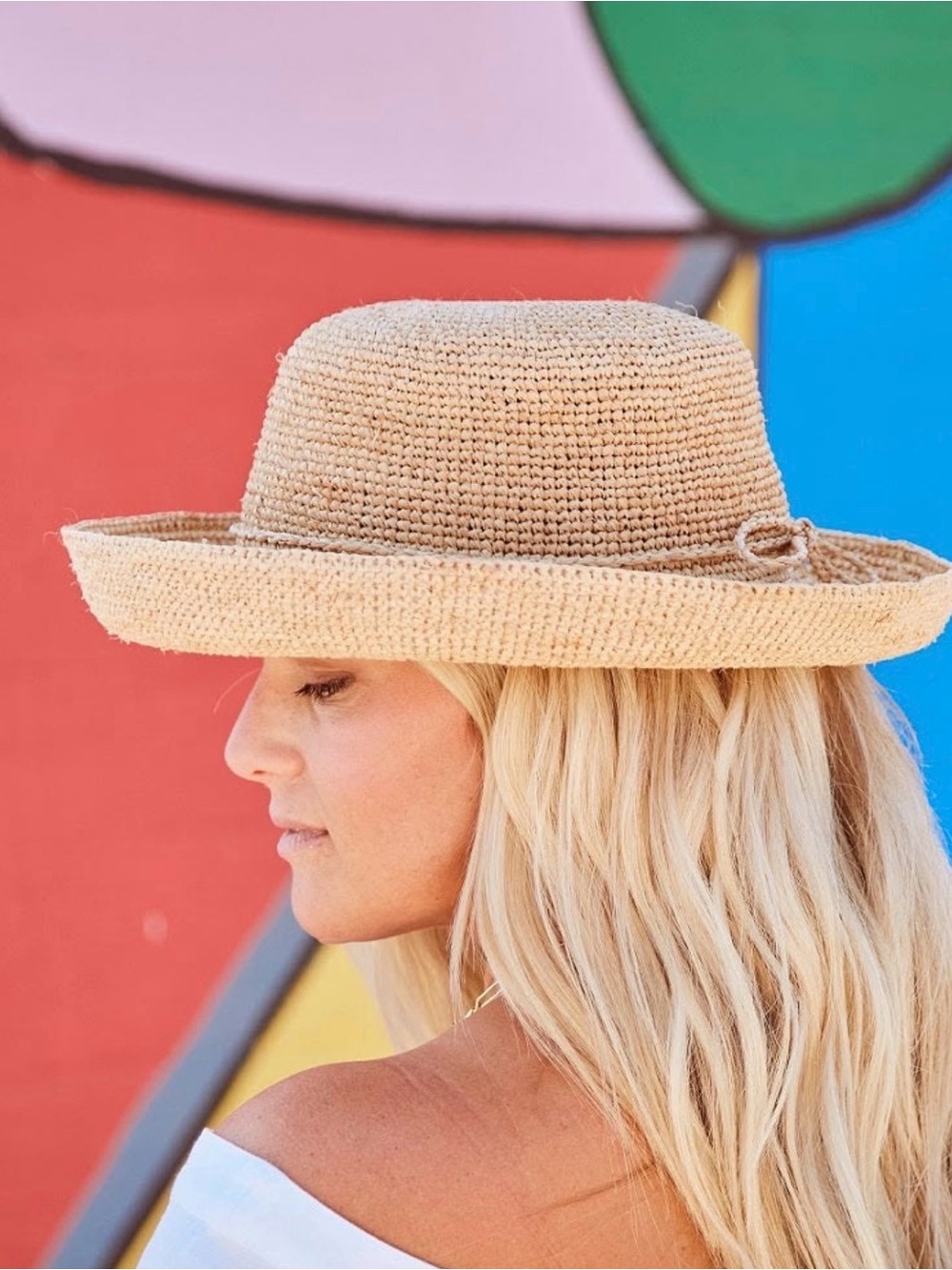 Scala Collection Crochet All Natural Raffia Crushable Beach Hat Destin